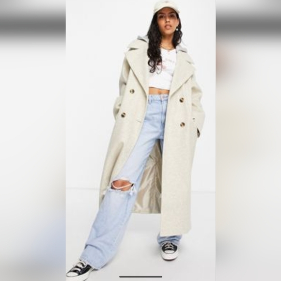 Vintage 80s Jonathan Christopher Full Length Ivory  Wool Trench Coat Over Size - Picture 14 of 16